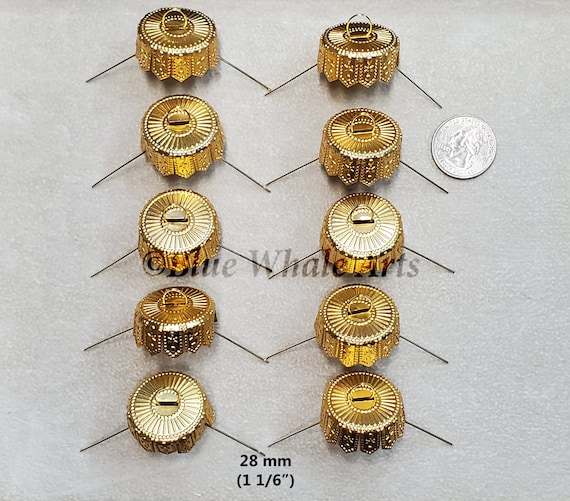 Ornament Caps 28 Mm 1 1/16 Inch Great for Replacement or Making Your Own  Ornaments Gold 10 Pieces FREE SHIPPING 