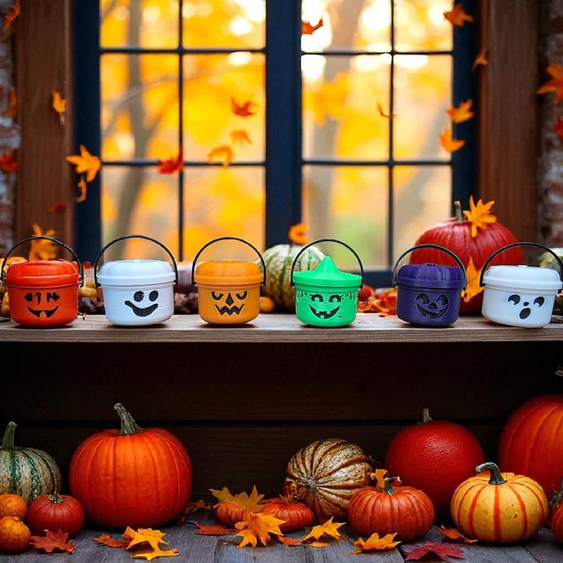 3D printed Inspired Mini McDonald's Halloween Buckets McSpooky Buckets: Witch, Ghost, Goblin, Pumpkin & Boo - Mini Halloween Fun! complete set of 5