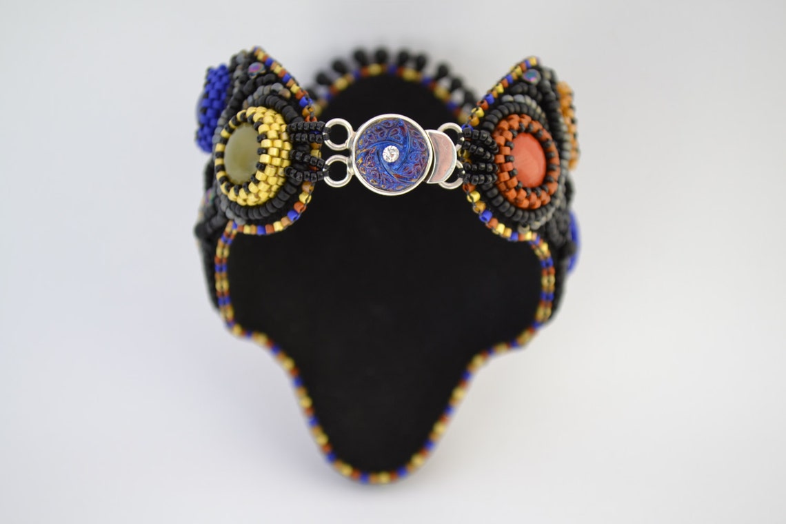 Bead Embroidery Bracelet Bead Embroidered Bracelet Beaded Etsy