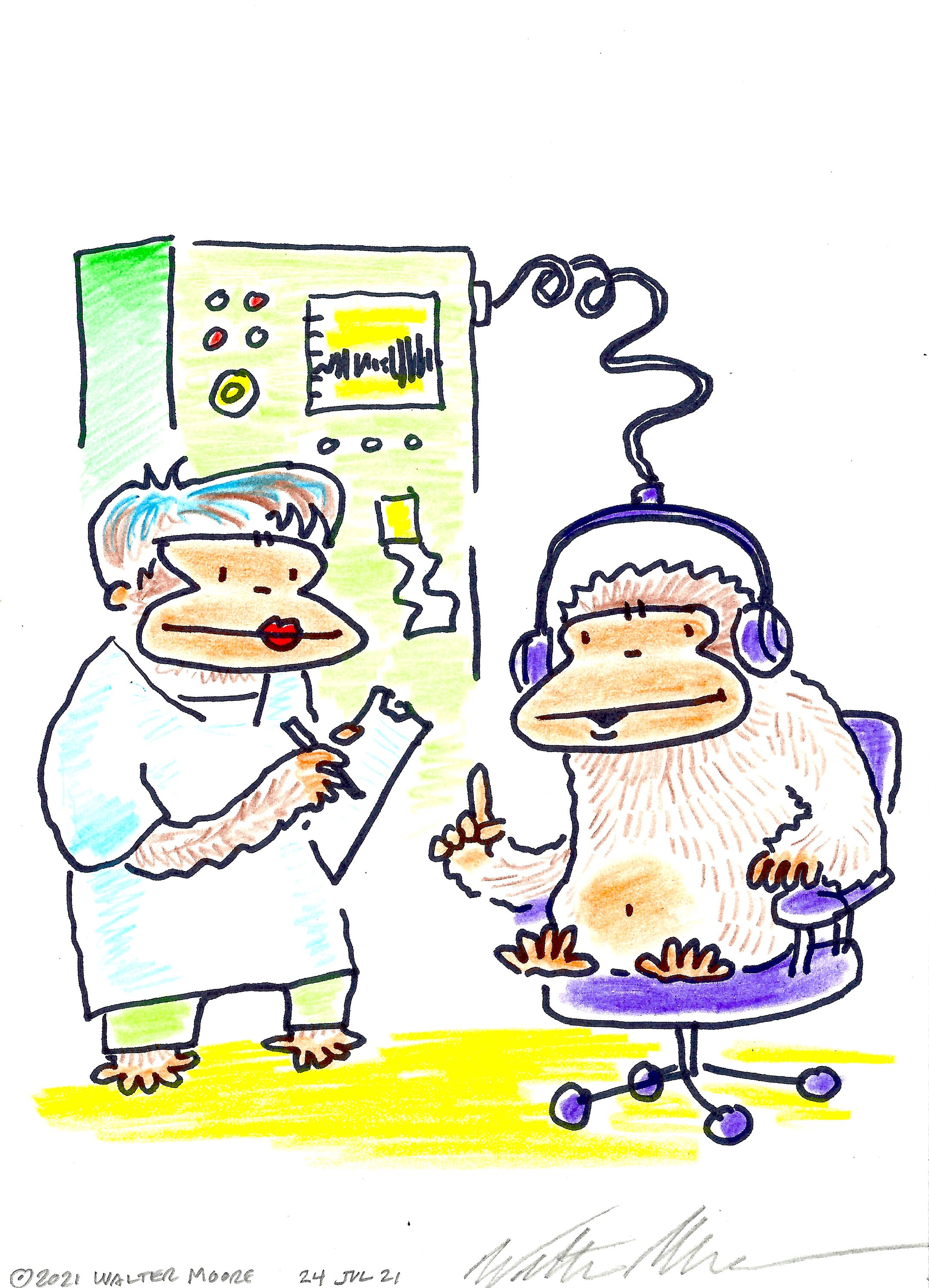 Audiologist Ape Conducts Hearing Test Original Signed Cartoon Etsy UK
