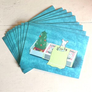 Set di 10 cartoline di Natale Topo natalizio (orizzontale)