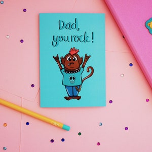 Rock music monkey dad card