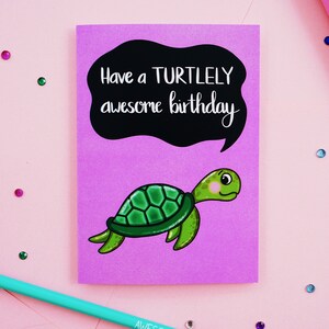 Funny cute turtle birthday card