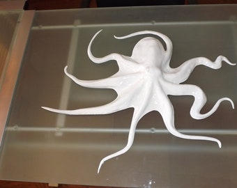 All White 28” Octopus Half Mount - All White Fish Mount / Fish Replica - Blanco