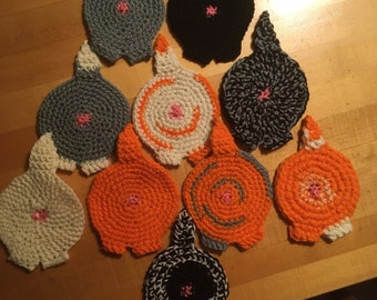 Porta-copos de crochê para bunda de gato!