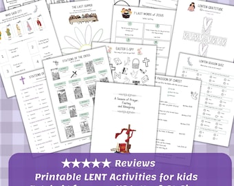 Lent Activity Bundle Printable for Kids, Stations of The Cross and Lenten Calendar, Catholic Lent Games and Coloring Pages