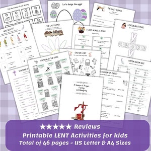 Lent Activity Bundle Printable for Kids, Stations of The Cross and Lenten Calendar, Catholic Lent Games and Coloring Pages