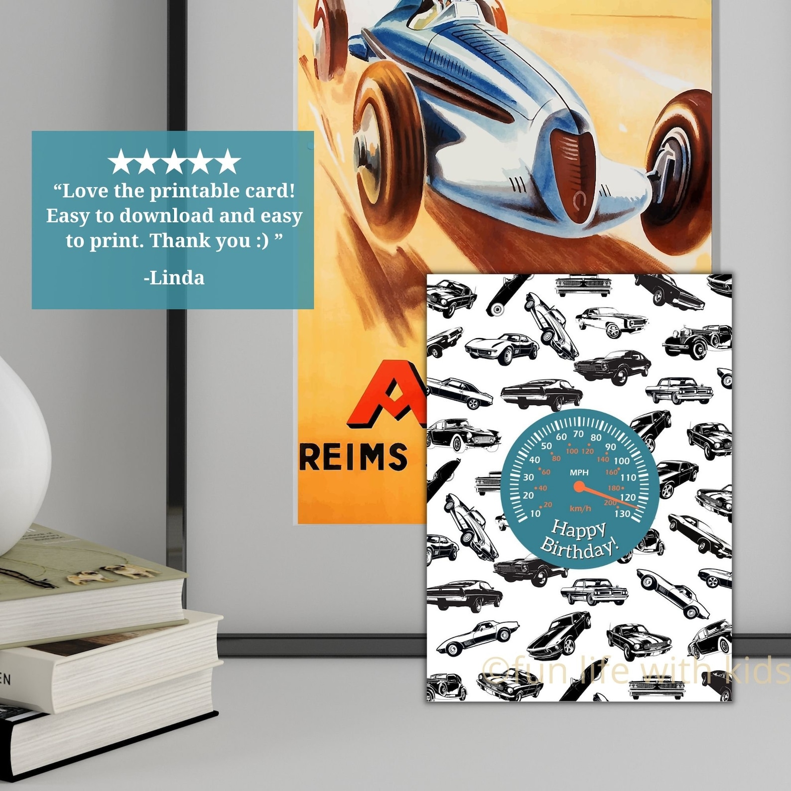 Printable Happy Birthday Card for the Car Lover, 5x7 Happy Birthday ...