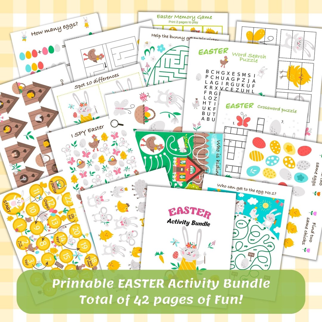 Easter Activity Bundle for Kids, Printable Easter Coloring Pages and ...