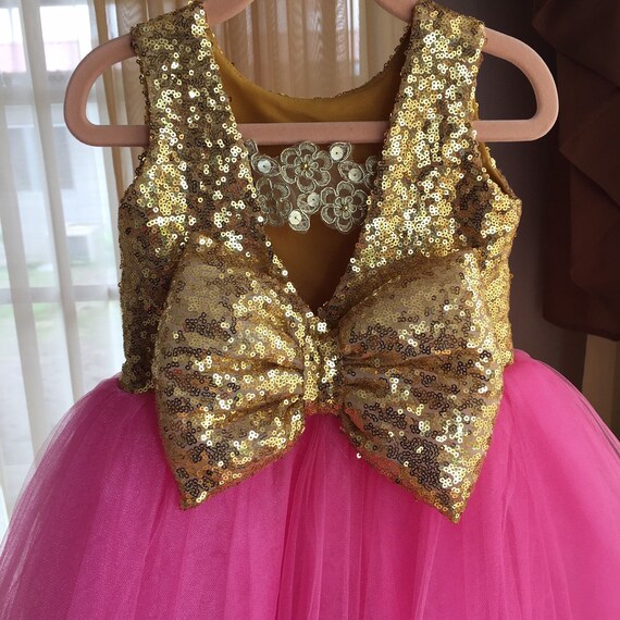 pink and gold baby dress