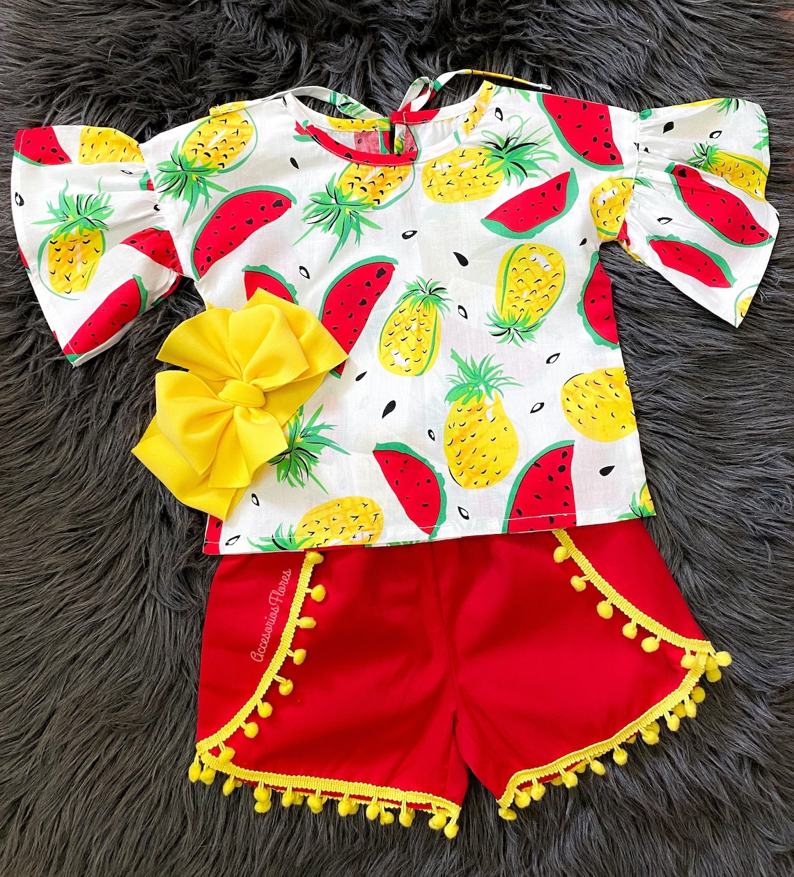 Fruits outfit/ baby girl outfit/ fruit / red short / baby Etsy