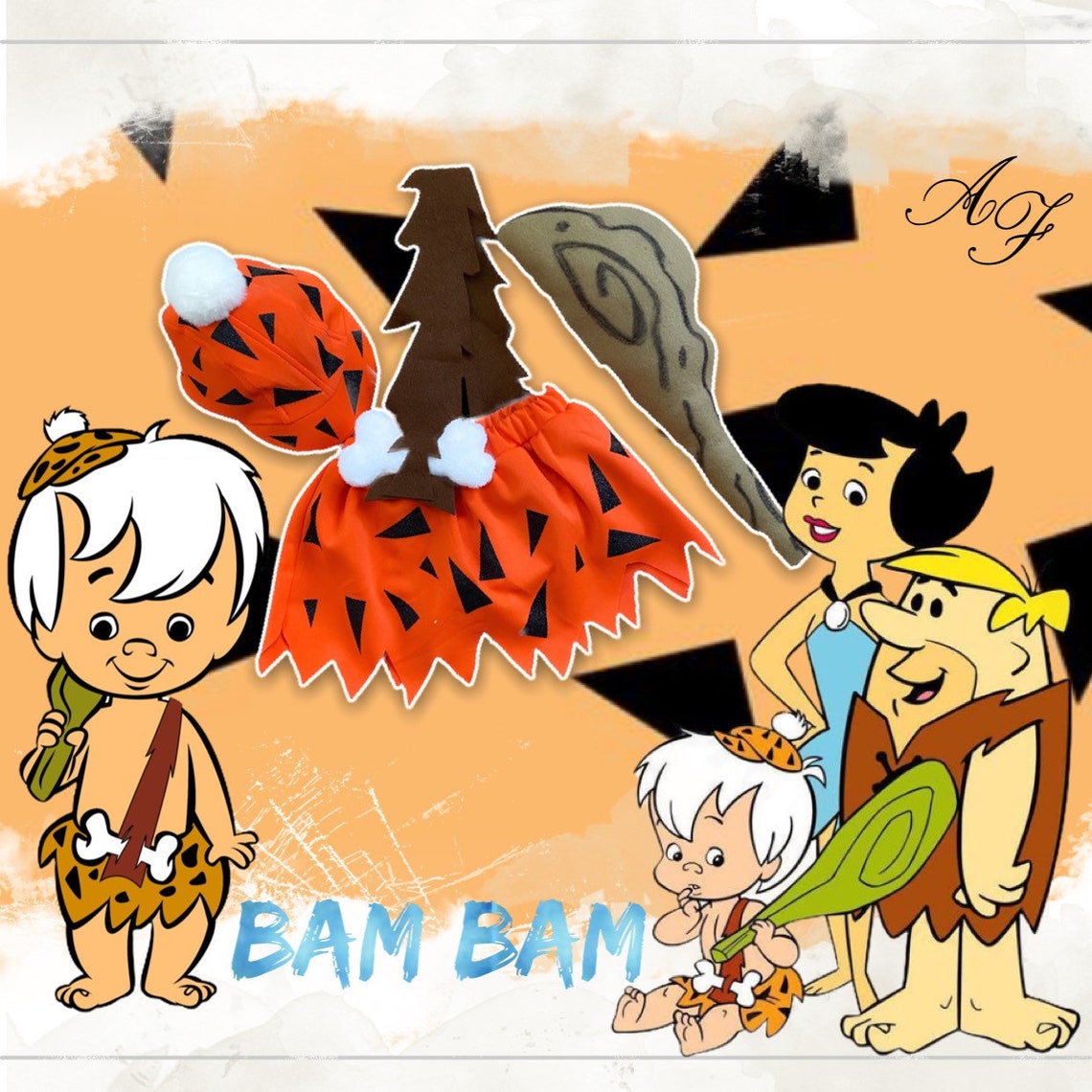 Bam bam costume / Orange / Flintstones costume/ adult and Etsy