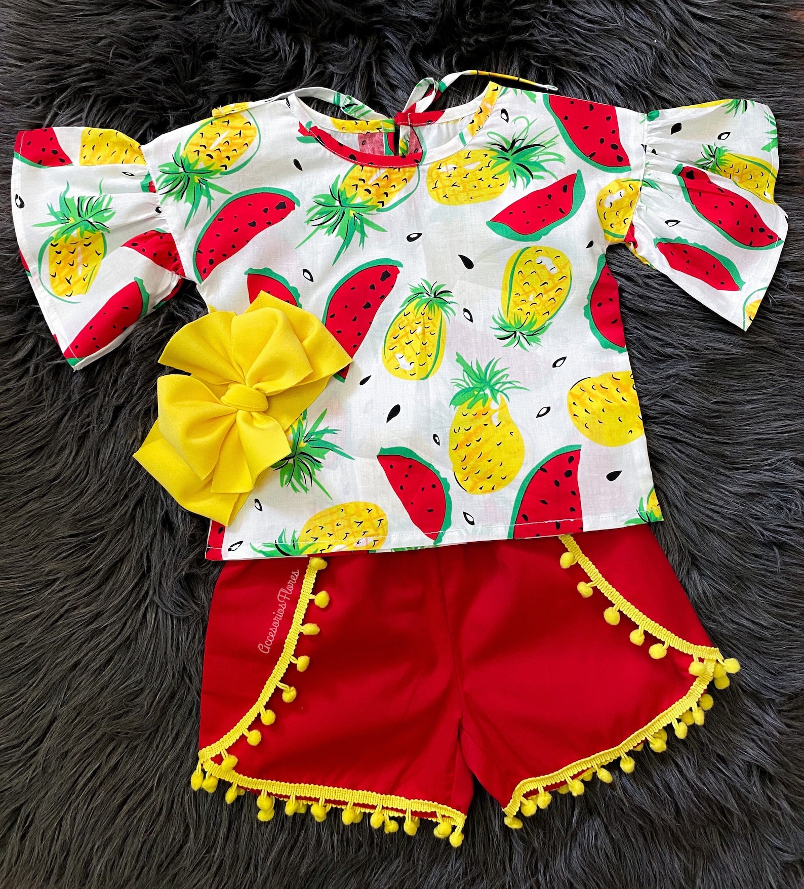 Fruits outfit/ baby girl outfit/ fruit / red short / baby Etsy