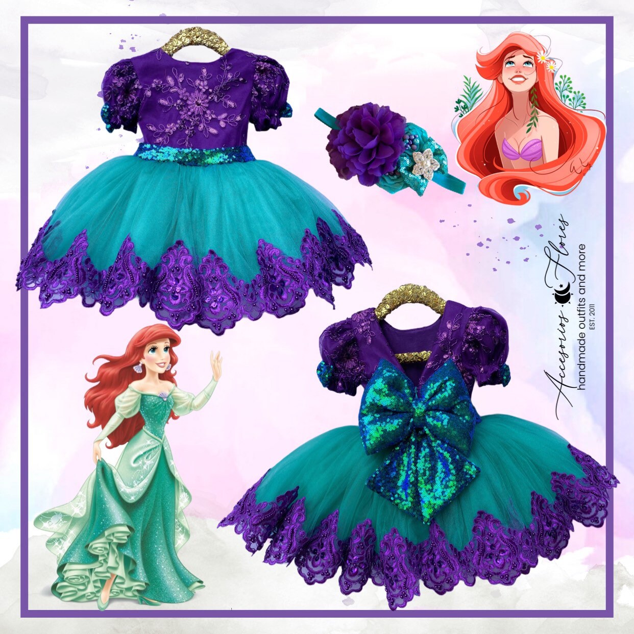 Ariel Dress/ Little Mermaid Dress /1st Birthday Outfit/ - Etsy Hong Kong