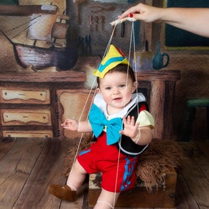 traje de pinocho / traje de niño / bebé niño / / traje de niño / halloween / sombrero / traje azul / traje de Pinocho / inspirado en pinocho