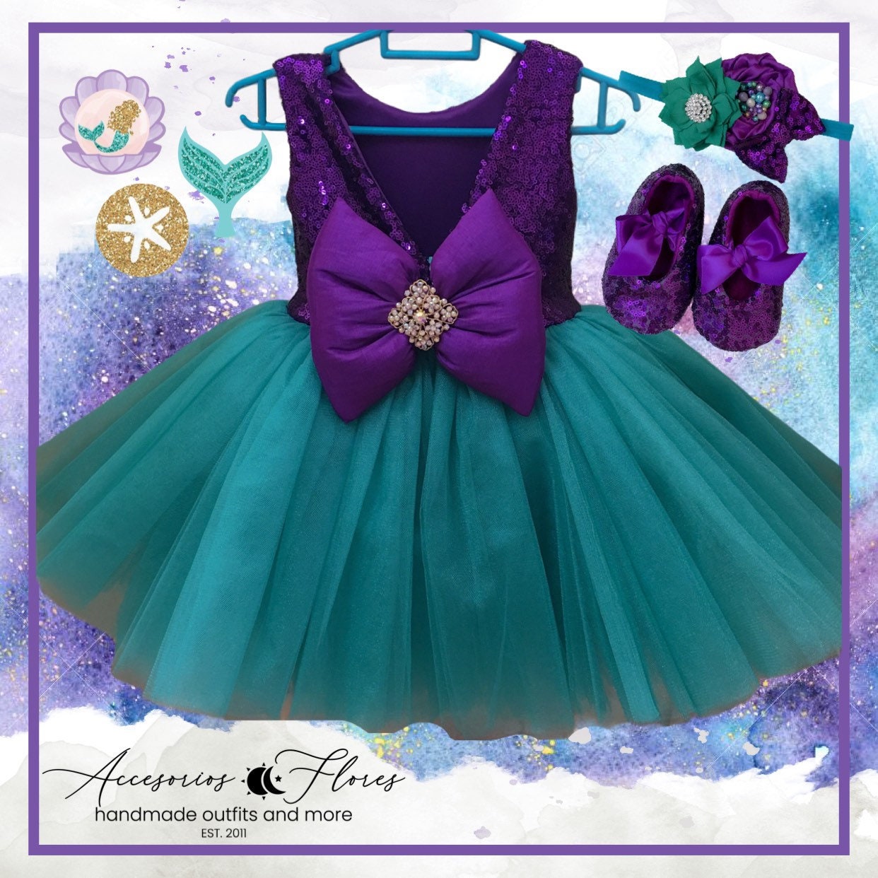 Ariel Dress/ Little Mermaid Dress /1st Birthday Outfit/ - Etsy Sweden