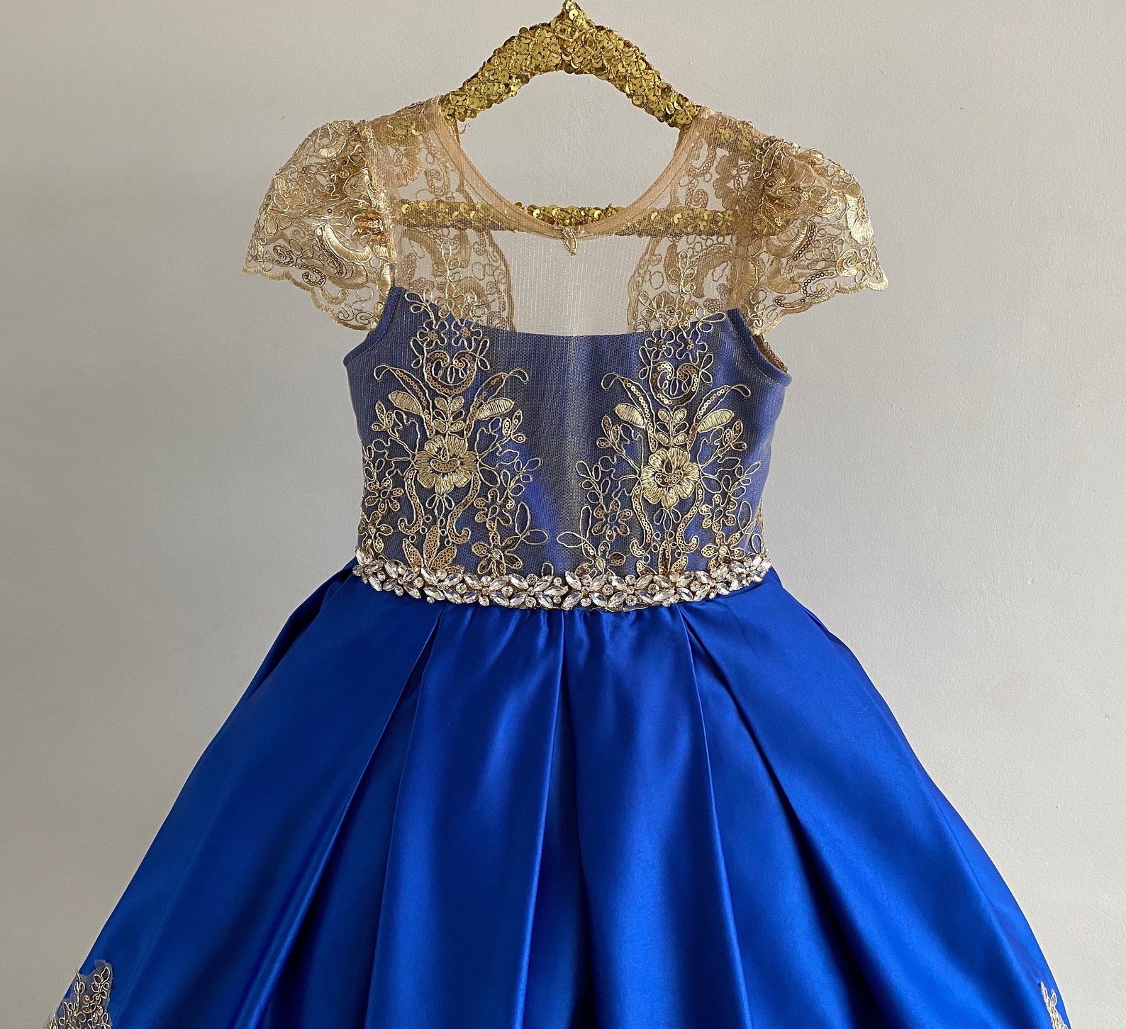 Royal Blue and Gold Dress/princess Dress /1st Birthday Outfit/ Etsy