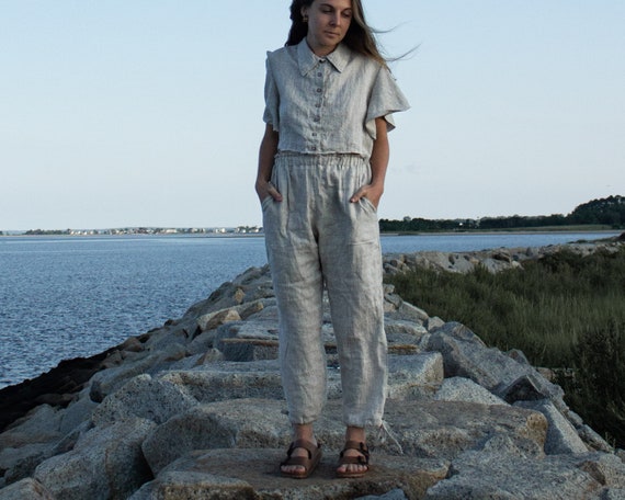 Loose Linen Jogger Pants CAPUCHIN 