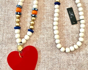 Valentine’s Beaded Necklace/Heart Beaded Necklace/I Love You Jewelry