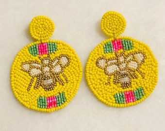 Bumblebee Seed Bead Earrings
