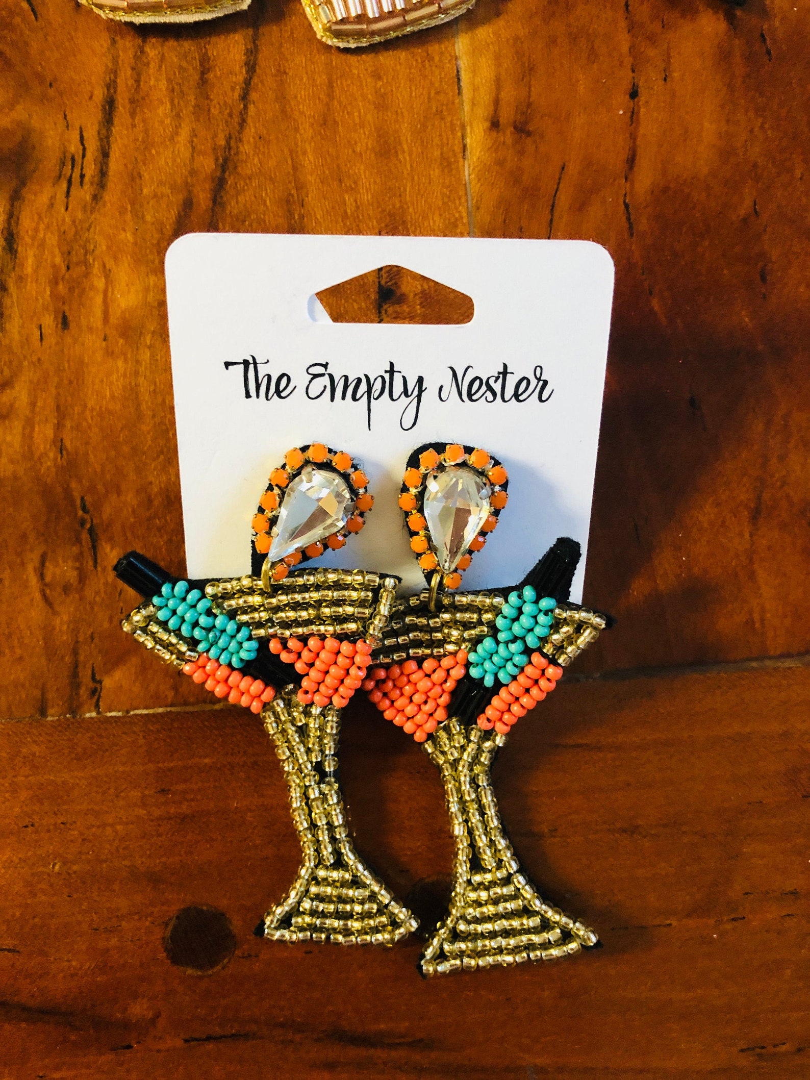 Martini Beaded Earrings/Cocktail Glass Beaded Earrings Etsy