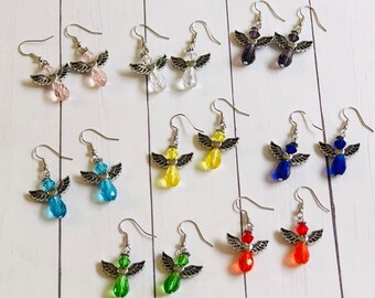 Angel Earrings/Colorful Angel Earrings/Christmas Earrings/Bereavement Gift