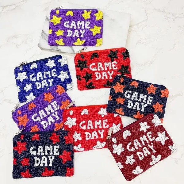 Game Day Beaded Coin Pouch/Sports Team Beaded Coin Purse/Tailgate Beaded Pouch/Mascot Beaded Coin Purse