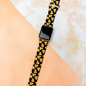 Silicone Apple Watch Band/Candy Corn Printed Watch Band/Halloween Smart Watch Bands/Fall Smart Watch Band