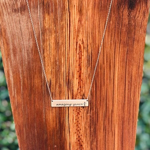 Amazing Grace Necklace/Easter Necklace/Cross Necklace/Bar Necklace