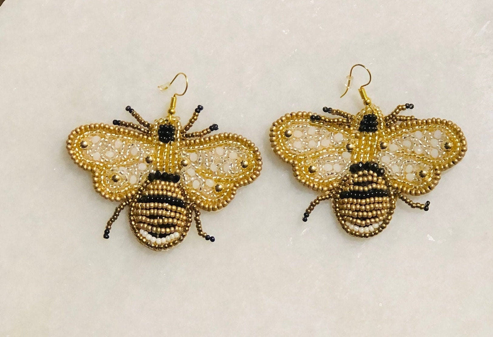 Beaded Bee Earrings/Honey Bee Earrings/Bee Seed Bead Earrings Etsy