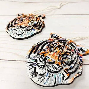 Painted Tiger Ornament Multi/Tiger Christmas Ornament/Tiger Fan Ornament