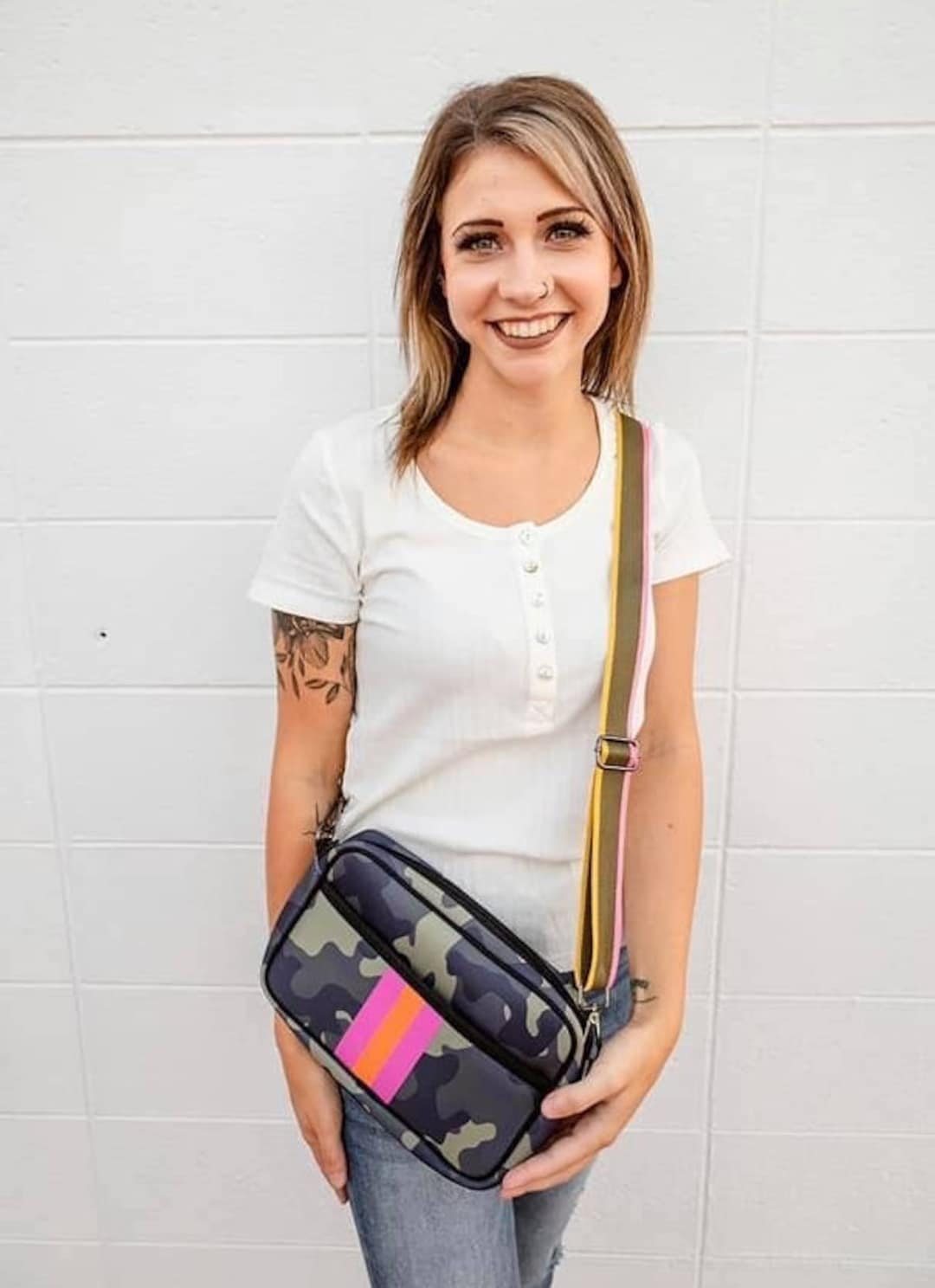 Green Camo Neoprene Crossbody Bag/lightweight Crossbody Bags/green Camo