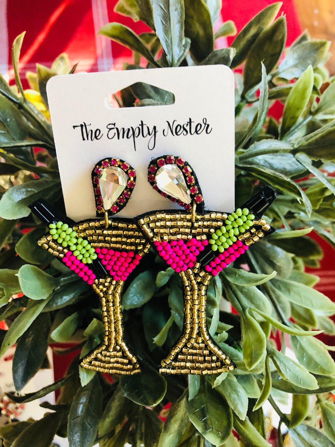 Martini Beaded Earrings/Cocktail Glass Beaded Earrings Etsy