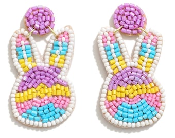 Seed Bead Easter Bunny Earrings/Beaded Bunny Earrings/Easter Bunny Fun Earrings