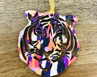 Colorful Tiger Ornament Multi/Tiger Christmas Ornament/Tiger Fan Ornament