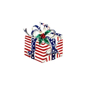 Patriotic Christmas Present Pin/Pendant/America Christmas Present Brooch