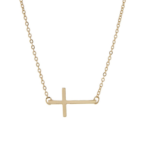 East West Cross Necklace/Simple Gold Cross Necklace