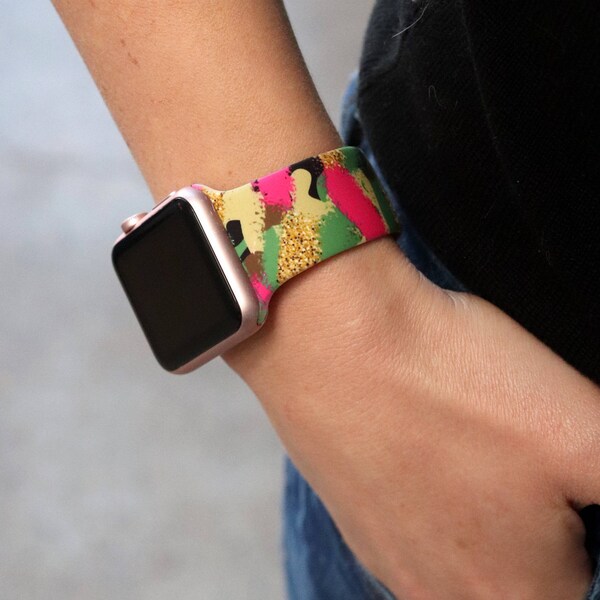 Silicone Apple Watch Band/Watch Band/Pink Camo Watch Band