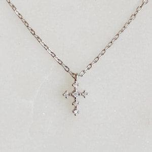 Dainty Sterling Silver Cross Necklace/Simple Silver Cross Necklace/Sterling Silver Small Cross Necklace