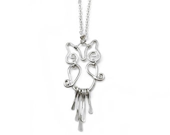 Silver Plated Owl/Silver Owl Necklace/Owl Pendant Necklace