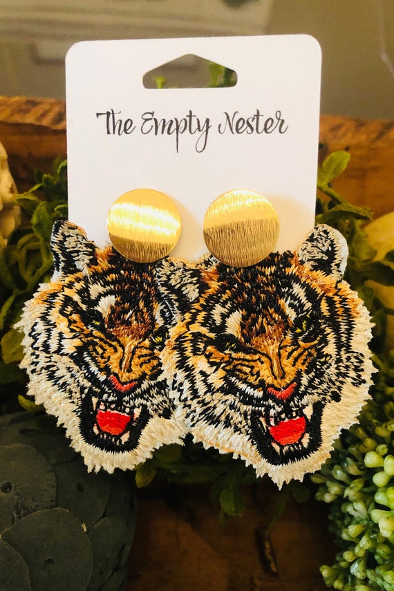 Tiger head earrings sale