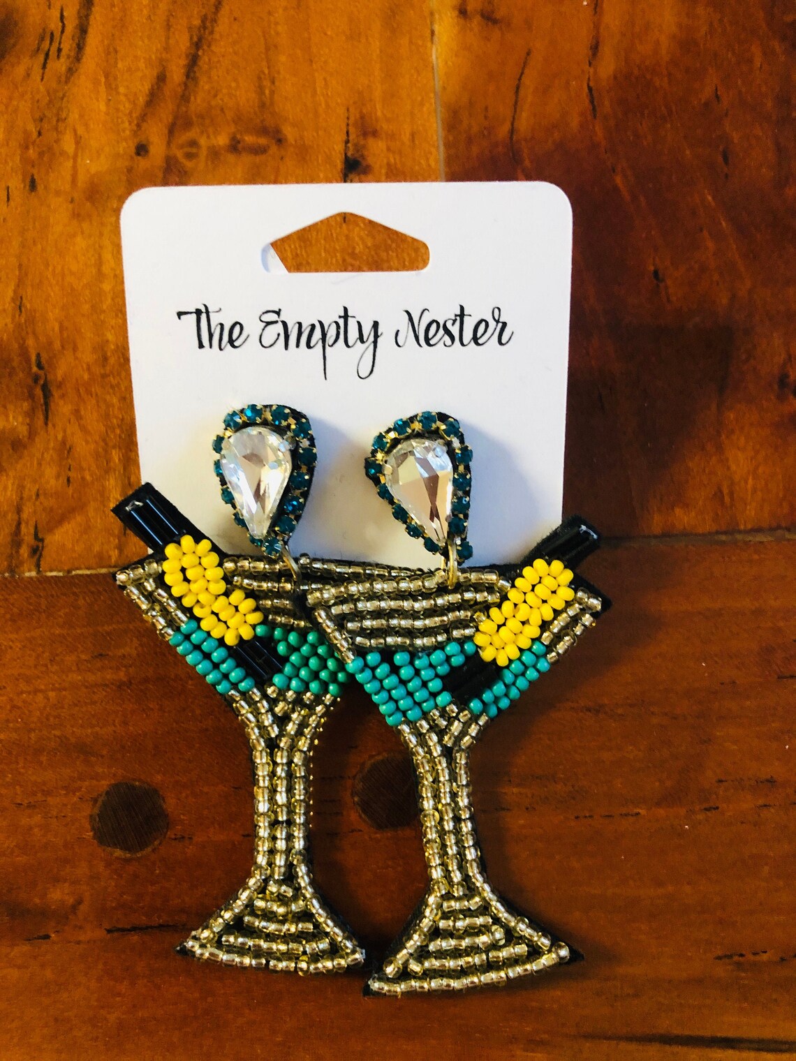 Martini Beaded Earrings/Cocktail Glass Beaded Earrings Etsy