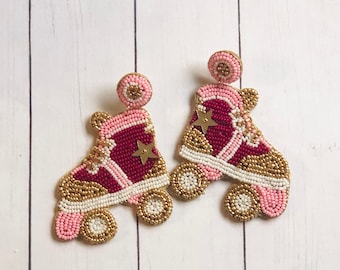 Beaded Roller Skates/Roller Rink Earrings/Fun Roller Skate Earrings