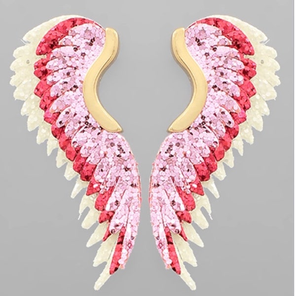 Glitter Angel Wing Earrings/Statement Earrings