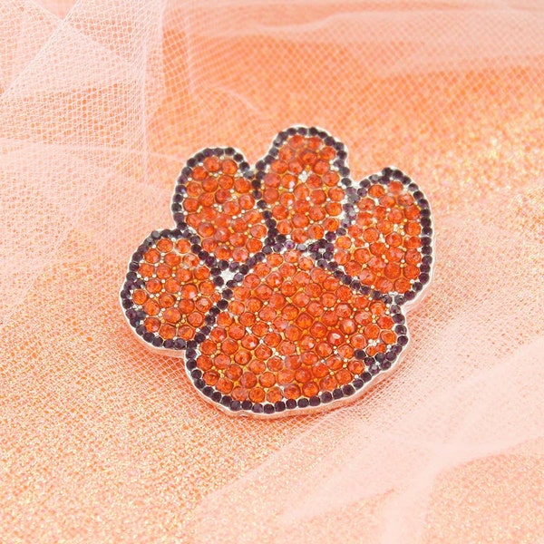 Tiger Paw Crystal Logo Pin/Clemson Crystal Pin/Clemson Fan Jewelry/Clemson Brooch