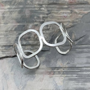Silver Plated Rounded Squares Cuff/Geometric Silver Plated Cuff/Silver Plated Cuff Bracelet