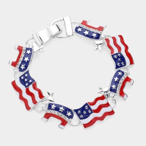 Donkey Bracelet/American Donkey Bracelet/Political Party Bracelet/Democratic Party Jewelry/Democratic Party Bracelet/Election Jewelry