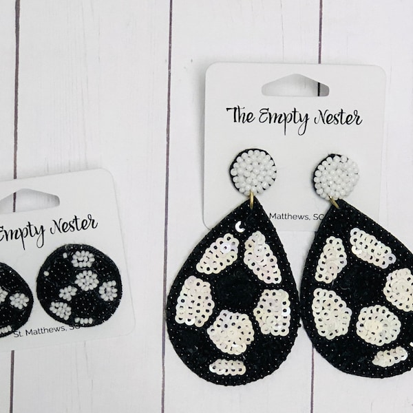 Beaded Soccer Earrings Etsy