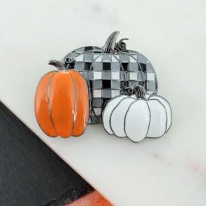 Pumpkin Trio Enamel Pin/Pendant/Pumpkin Pin/Buffalo Check PIn