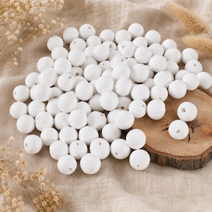100 White Spun Paper Balls 15 mm for Paper Flowers, Berries, Ornaments and Miniatures